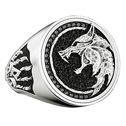 

stainless steel wolf head ring wizard nordic retro hunter cool bands jewelry for men (8)