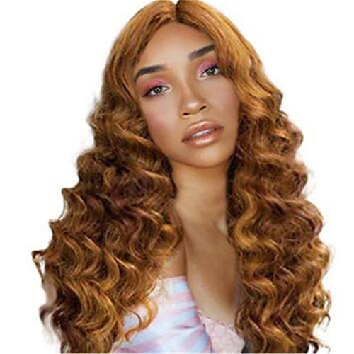 

Synthetic Wig Curly Middle Part Wig Medium Length Light golden Synthetic Hair Women's Soft Cool Blonde