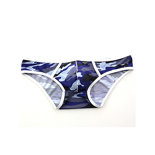 

Men's 1 Piece Print Briefs Underwear - Normal Low Waist Blue Brown M L XL
