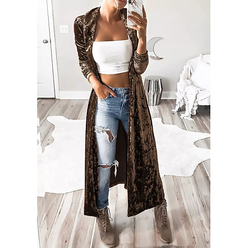 

Women's Color Block Patchwork Streetwear Spring & Fall Trench Coat Maxi Going out Long Sleeve Rayon Coat Tops Blue