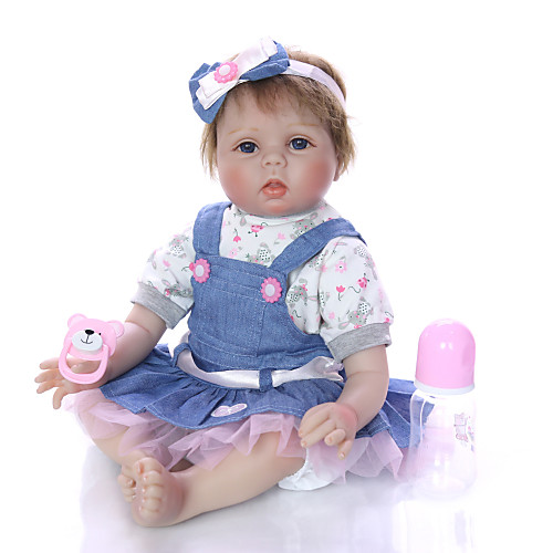 

22 inch Reborn Doll Baby & Toddler Toy Reborn Toddler Doll Baby Girl Gift Cute Lovely Parent-Child Interaction Tipped and Sealed Nails Half Silicone and Cloth Body with Clothes and Accessories for