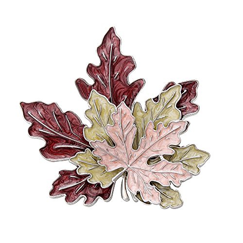 

tri-color metal maple leaf fashion brooch retro oil lapel pins (silver)