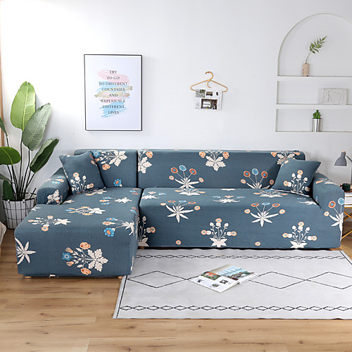 

Flower Print 1-Piece Sofa Cover Couch Cover Furniture Protector Soft Stretch Slipcover Spandex Jacquard Fabric Super Fit for 1~4 Cushion Couch and L Shape Sofa,Easy to Install(1 Free Cushion Cover