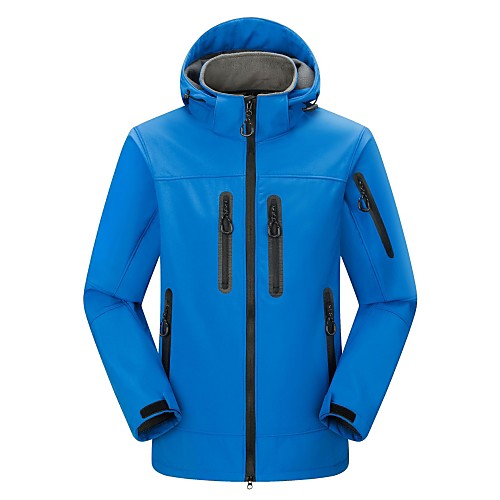 

Men's Hiking Softshell Jacket Hiking Windbreaker Hiking Fleece Jacket Winter Outdoor Solid Color Waterproof Lightweight Windproof Fleece Lining Jacket Top Single Slider Fishing Climbing Camping