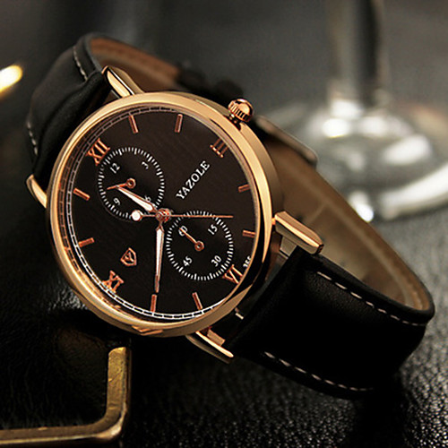 

Men's Dress Watch Analog Quartz Stylish Casual Large Dial / One Year / Leather