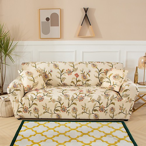 

Floral Print 1-Piece Sofa Cover Couch Cover Furniture Protector Soft Stretch Slipcover Spandex Jacquard Fabric Super Fit for 1~4 Cushion Couch and L Shape Sofa,Easy to Install(1 Free Cushion Cover