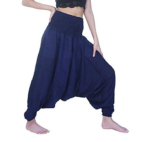

women's harem pants jumpsuit hippie clothes (blue classic, one size)