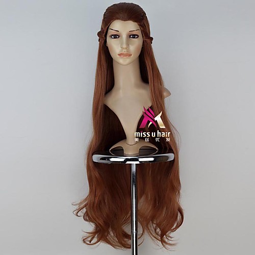 

Synthetic Wig Tauriel Tauriel Hobbits Curly Asymmetrical Wig Very Long Brown Synthetic Hair 40 inch Women's Cosplay French Braid Hairstyle Brown