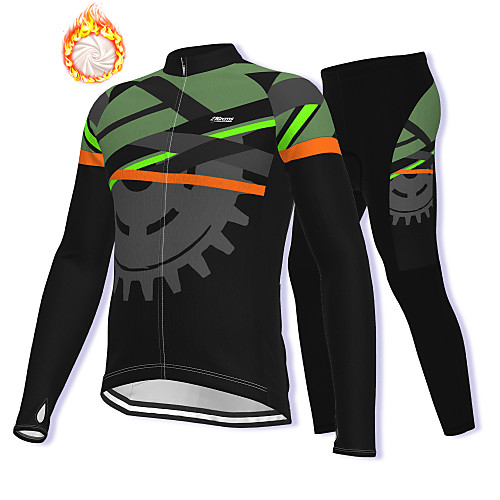 

21Grams Men's Long Sleeve Cycling Jacket with Pants Winter Fleece Spandex Black Gear Bike Fleece Lining Warm Sports Graphic Mountain Bike MTB Road Bike Cycling Clothing Apparel / Stretchy
