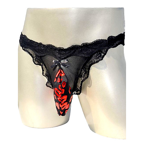 

Men's 1 Piece Print G-string Underwear - Normal Low Waist Red Army Green Gold One-Size