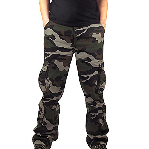 

men camouflage multi-pocket overalls casual sport work loose trouser pants