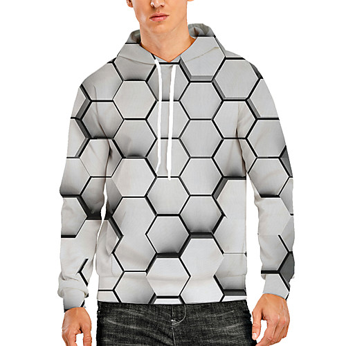 

Men's Pullover Hoodie Sweatshirt Graphic Optical Illusion 3D Print Daily 3D Print 3D Print Casual Hoodies Sweatshirts Light gray