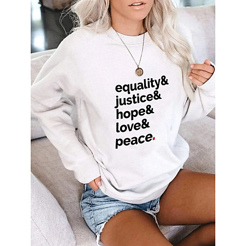 

Women's Pullover Sweatshirt Graphic Text Print Daily Other Prints Basic Casual Hoodies Sweatshirts White Black Yellow