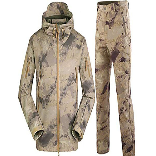 

man winter outdoor hunting sets waterproof softshell tactical camouflage hunting jackets military pants suits black m