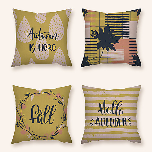 

Cushion Cover 4PC Linen Soft Decorative Square Throw Pillow Cover Cushion Case Pillowcase for Sofa Bedroom 45 x 45 cm (18 x 18 Inch) Superior Quality Machine Washable