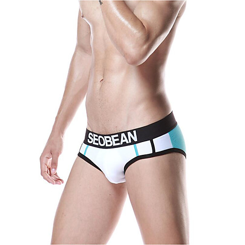 

Men's 1 Piece Basic Briefs Underwear - Normal Mid Waist White Blue Purple M L XL