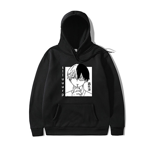 

jinjijiazheng my hero academia women hoodies sweatshirt, fashion anime polyester cotton long sleeve for girls and women(s black)