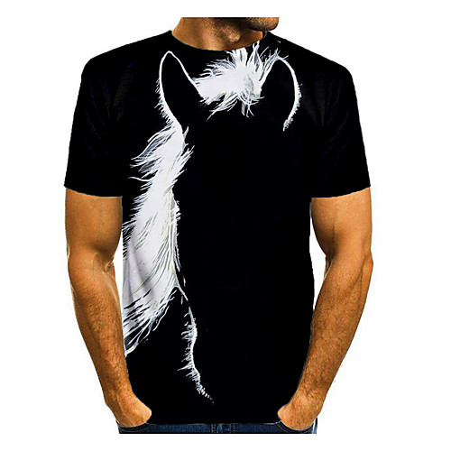 

Men's T shirt 3D Print Graphic 3D Animal Print Short Sleeve Daily Tops Black