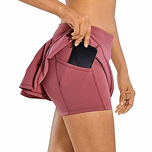 

women athletic golf skirts pleated tennis sports skirts with shorts & pockets (pink, medium)