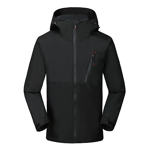 

Men's Hoodie Jacket Hiking Softshell Jacket Hiking Windbreaker Outdoor Solid Color Waterproof Lightweight Windproof Breathable Jacket Top Fishing Climbing Camping / Hiking / Caving Black Red Army