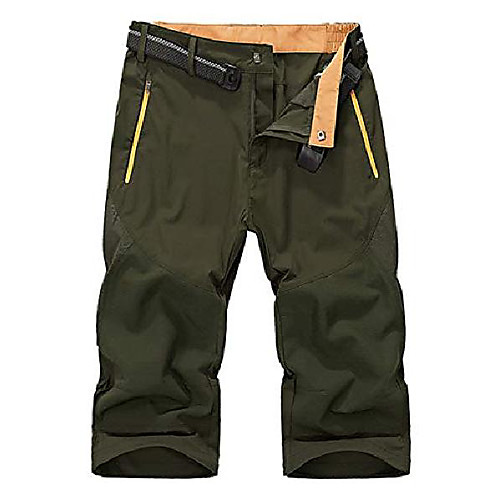 

mens quick dry breathable hiking safari shorts lightweight waterproof outdoor sports capri cargo pants green 36