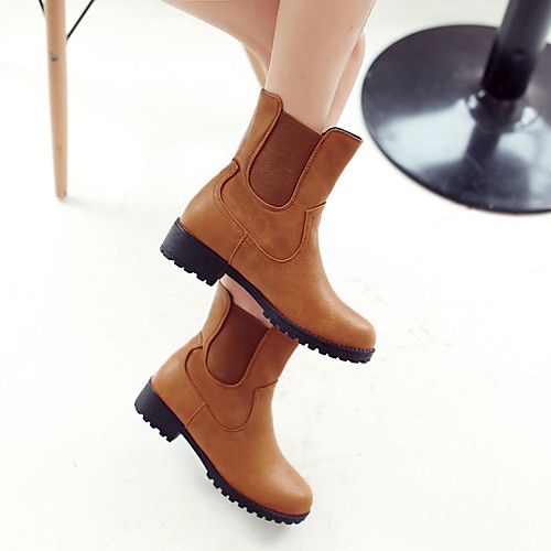 

Women's Boots Chunky Heel Round Toe Daily PU Synthetics Black Yellow
