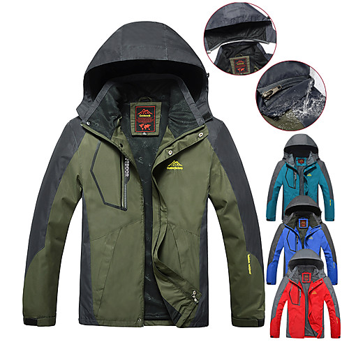 

Men's Hoodie Jacket Hiking Softshell Jacket Waterproof Hiking Jacket Winter Outdoor Thermal Warm Waterproof Windproof Breathable Outerwear Jacket Top Full Length Visible Zipper Camping / Hiking