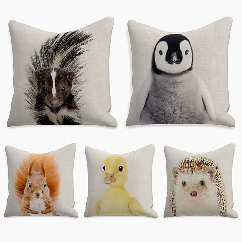 

Cushion Cover 5PCS Linen Soft Decorative Square Throw Pillow Cover Cushion Case Pillowcasefor Sofa Bedroom 45 x 45 cm (18 x 18 Inch) Superior Quality Mashine Washable
