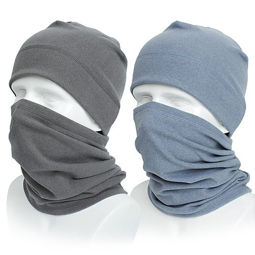 

skull cap helmet liner neck gaiter set,cycling running beanie caps for men women light blue