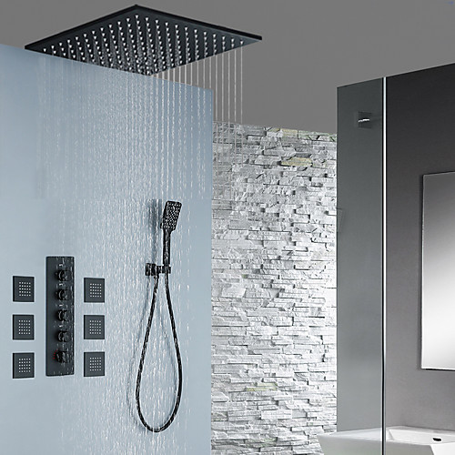 

Shower Faucet / Rainfall Shower Head System / Body Jet Massage Set - Handshower Included Fixed Mount Rainfall Shower Contemporary Painted Finishes Ceiling Mounted Ceramic Valve Bath Shower Mixer Taps