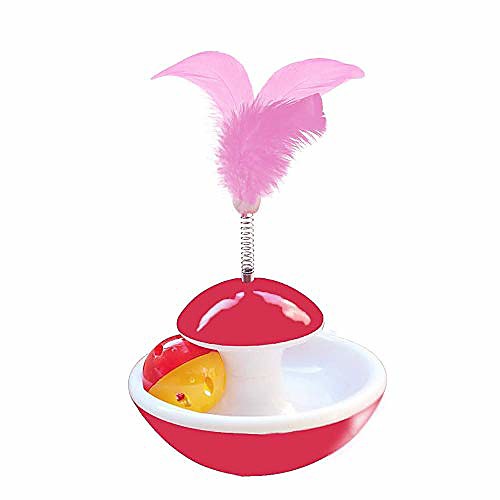 

cat tumbler toy feather rotating ball bell sound interactive toy for cat kitty kitten