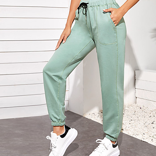 

Women's Yoga Pants Side Pockets Zipper Pocket Bottoms Breathable Quick Dry Light Green Spandex Yoga Fitness Gym Workout Winter Sports Activewear