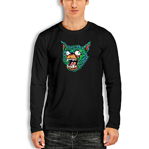 

Men's T shirt Other Prints Graphic Print Long Sleeve Daily Tops Cotton Basic White Black Red