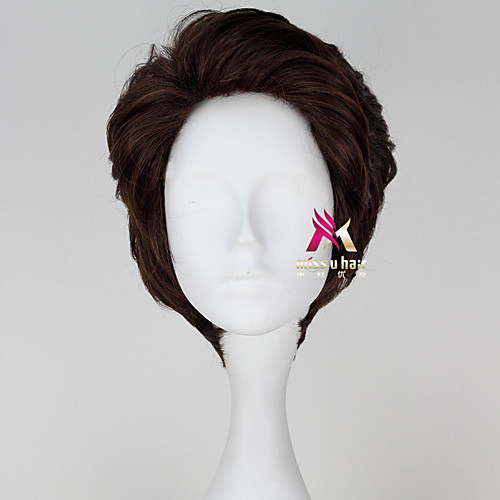 

Synthetic Wig Prince Cinderella Curly Asymmetrical Wig Short Brown Synthetic Hair 12 inch Women's Cosplay Cool Brown