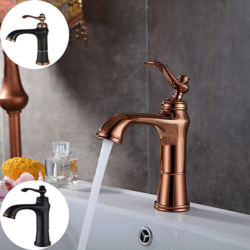 

Modern Bathroom Vanity Sink Faucet Matte Black 1-Handle Bathroom Lavatory Faucet Water Basin Mixer Tap Single Hole Solid Brass Rose Gold