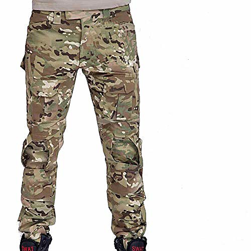 

men shooting bdu combat pants trousers with knee pads multicam mc for tactical military army airsoft paintball (l)