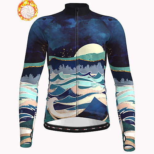 

21Grams Men's Long Sleeve Cycling Jacket Winter Fleece Dark Navy Bike Jacket Top Mountain Bike MTB Road Bike Cycling Thermal Warm Fleece Lining Breathable Sports Clothing Apparel / Stretchy
