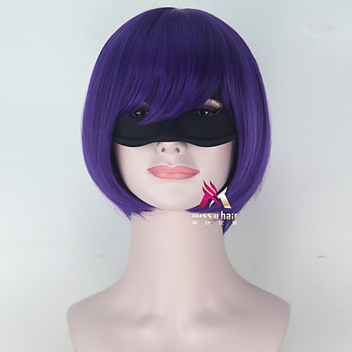 

Synthetic Wig Mindy Macready Straight Bob With Bangs Wig Short Purple Synthetic Hair 12 inch Women's Cool Fluffy Purple