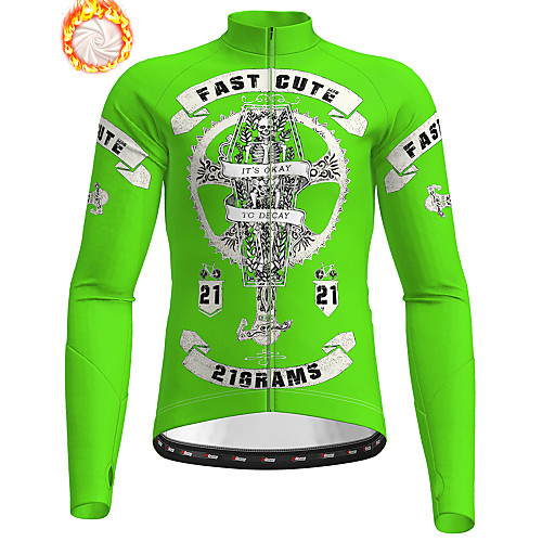 

21Grams Men's Long Sleeve Cycling Jersey Winter Fleece Polyester Black Yellow Blue Skull Christmas Bike Jersey Top Mountain Bike MTB Road Bike Cycling Fleece Lining Warm Quick Dry Sports Clothing