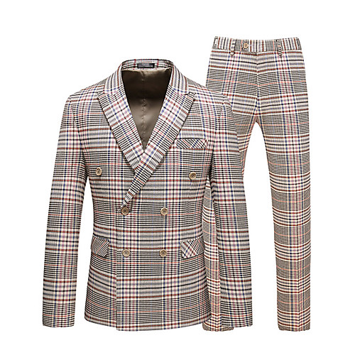 

Tuxedos Tailored Fit Peak Double Breasted Four-buttons Polyster / Polyester Plaid / Check / Classic