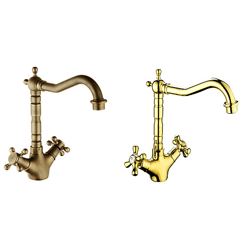 

Bathroom Sink Faucet / Faucet Set - Rotatable Antique Copper / Gold / Rose Gold Other Two Handles One HoleBath Taps