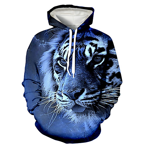

Men's Pullover Hoodie Sweatshirt Animal Patterned Graphic 3D Front Pocket Daily 3D Print 3D Print Casual Hoodies Sweatshirts Blue