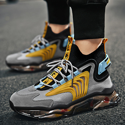

Men's Trainers Athletic Shoes Sporty Athletic Outdoor Running Shoes Basketball Shoes Mesh Light Brown White Black Color Block Fall Winter
