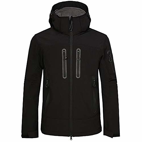 

lucamore softshell ski jacket men hooded fleece lined outdoor windproof waterproof rain jackets black