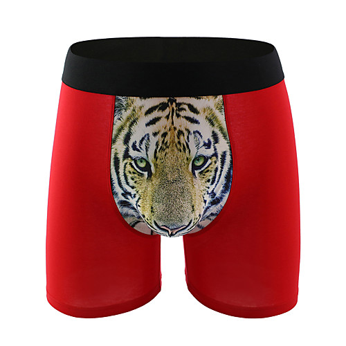 

Men's 1 Piece Print Boxers Underwear - Normal Low Waist Blue Red L XL XXL