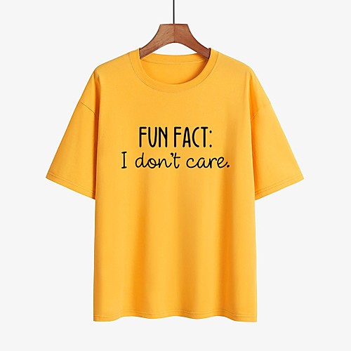

Women's T shirt Text Graphic Prints Round Neck Tops 100% Cotton Basic Basic Top White Black Purple