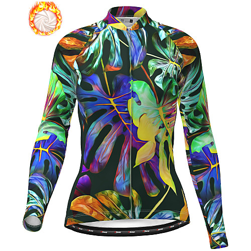 

21Grams Women's Long Sleeve Cycling Jacket Winter Fleece Green Bike Jacket Top Mountain Bike MTB Road Bike Cycling Thermal Warm Fleece Lining Breathable Sports Clothing Apparel / Stretchy / Quick Dry