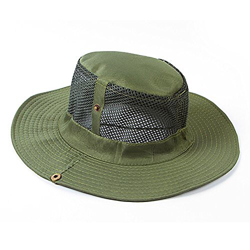 

men cap outdoor camping fishing sun protection boonie bucket hat wide brim (b)