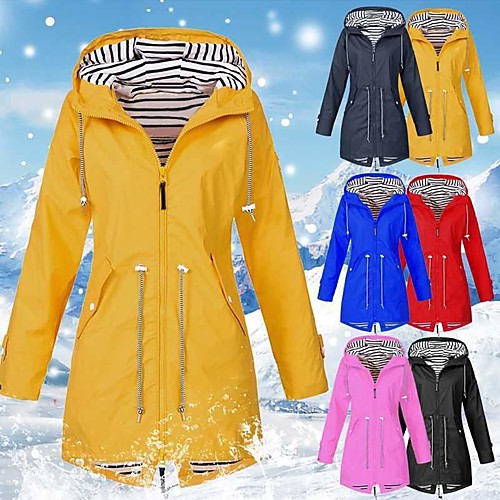 

Women's Hoodie Jacket Outdoor Waterproof Windproof Breathable Quick Dry Coat Top Camping / Hiking Casual Blushing Pink Dark Blue Yellow