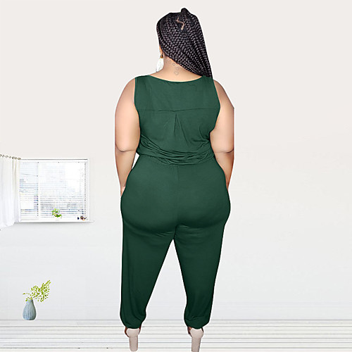 

Plus Size Women's Basic Black Blue Slim Romper Solid Colored Denim